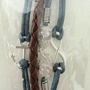 NWOT - Nautical Charm Multi-Strand Bracelet ⚓🦉♾️ Leather & Silver Tone Accent